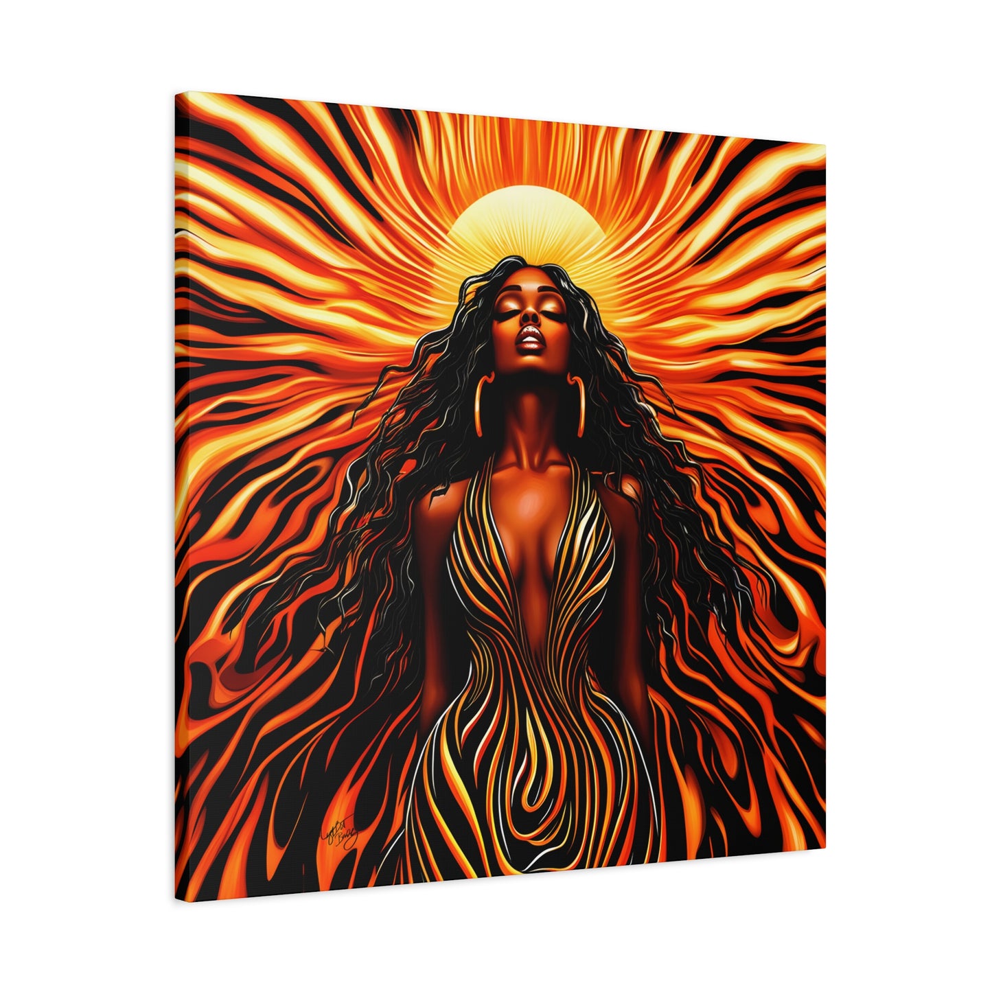 Sunkissed Afrocentric Black Woman Abstract Art Canvas Wall Print