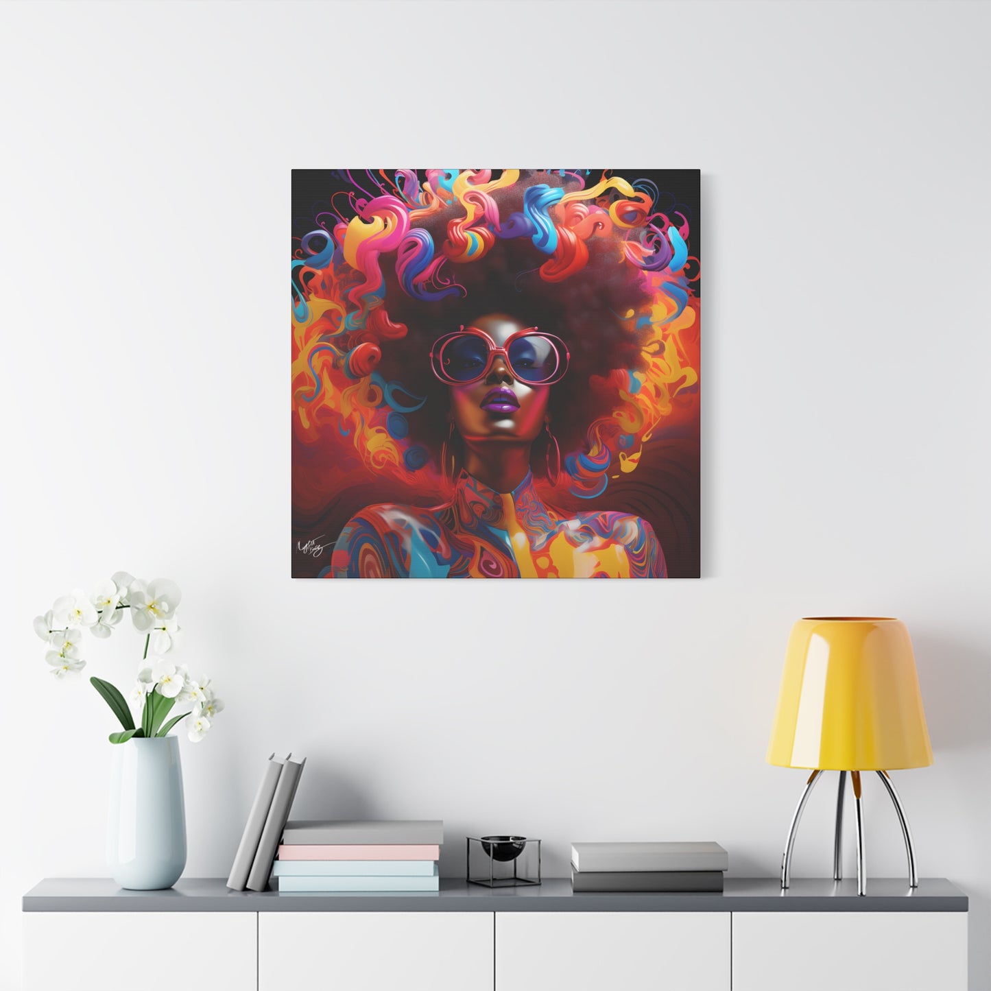 Groovy Summer Black Woman Psychedelic Themed Artwork Canvas Wall Print - Xtreme Shopper