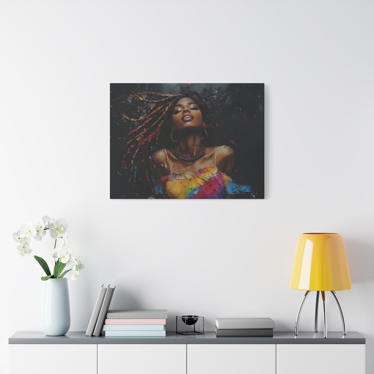 Euphoria Afrocentric Black Woman Abstract Art Canvas Wall Print
