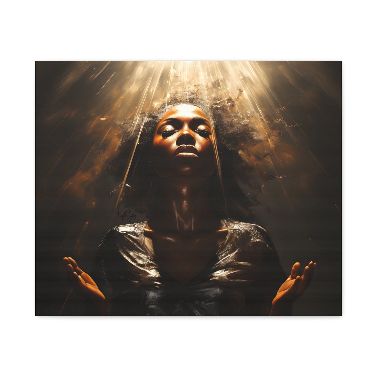 Give Me Strength Afrocentric Black Woman Inspirational Spiritual Art Canvas Wall Print