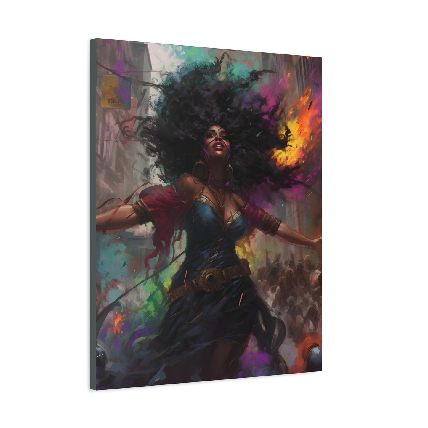 Flee To Freedom Afrocentric Abstract Black Woman Fantasy Alternative History Art Canvas Wall Print