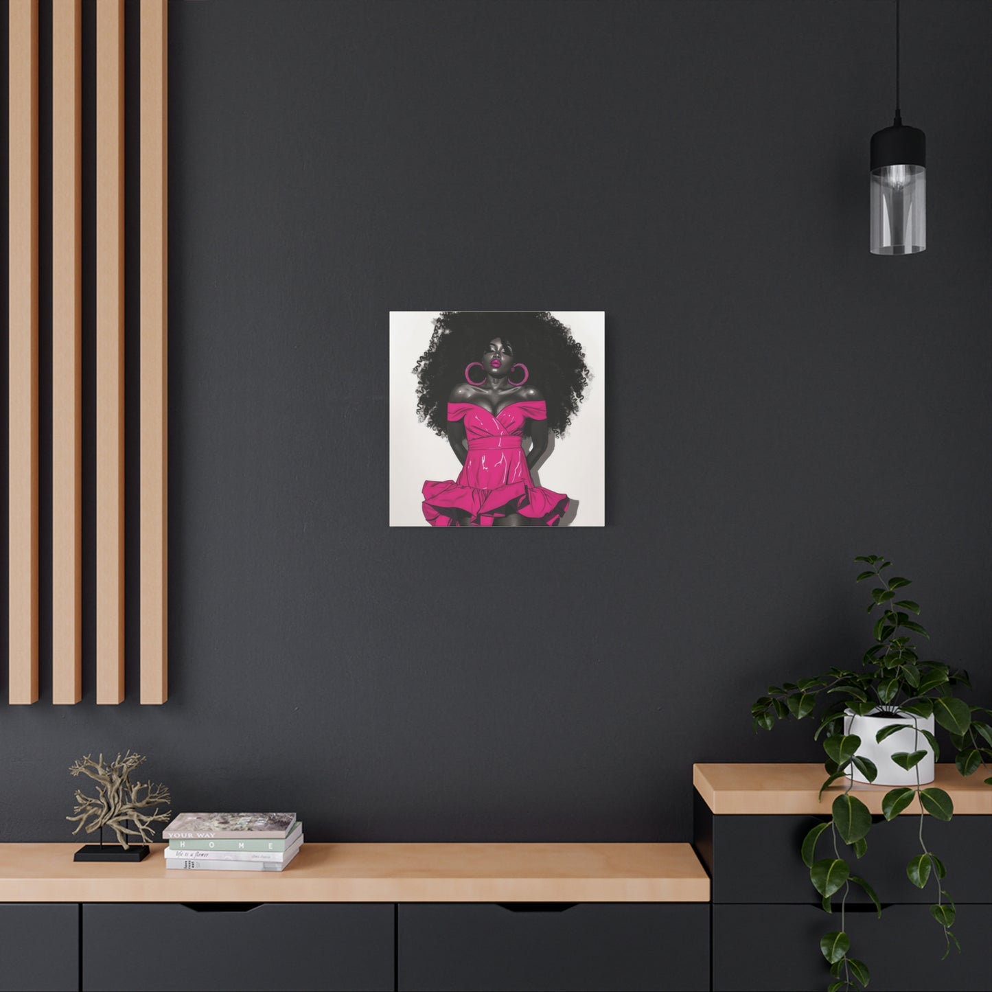 Pink Is My Color Black Woman Art Canvas Wall Print