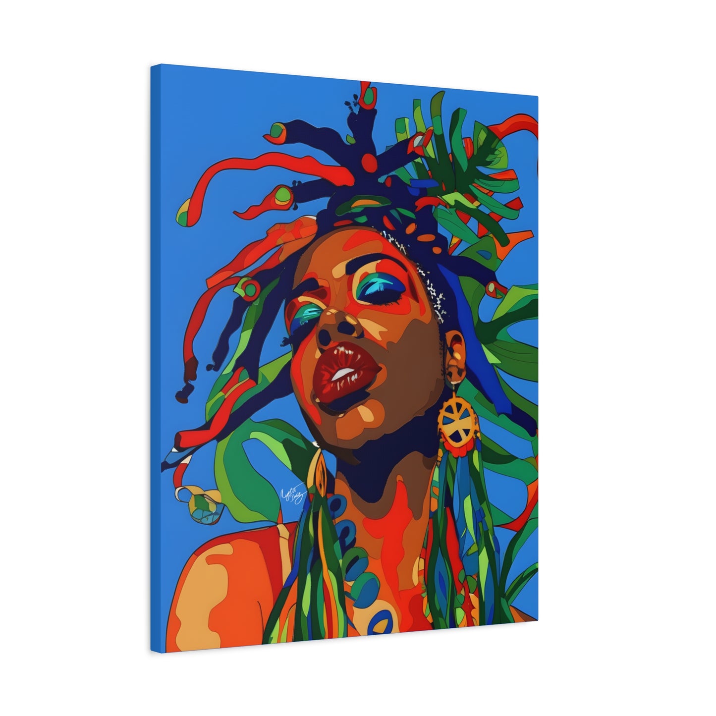 I'm Feeling It Afrocentric Black Woman Abstract Art Canvas Wall Print