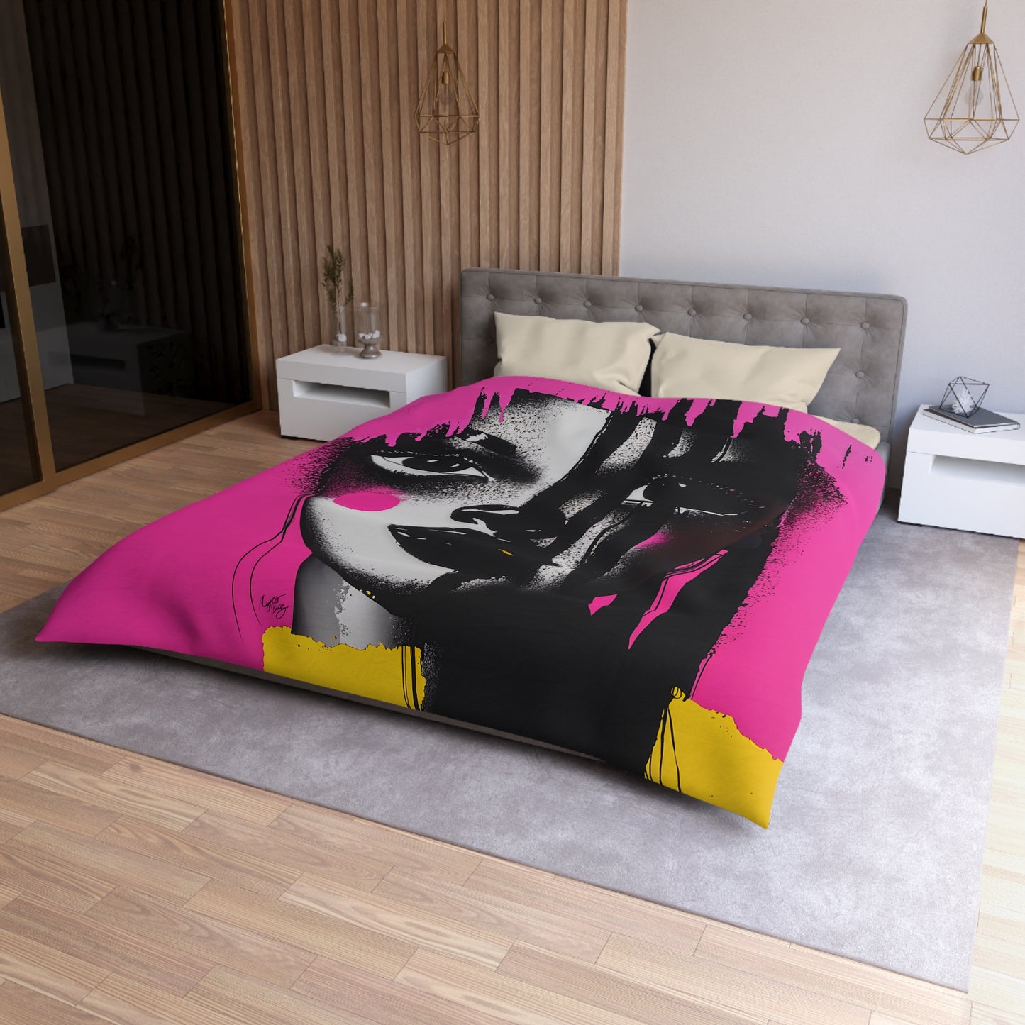 Oversized Thoughts Abstract Black Art Microfiber Duvet Cover