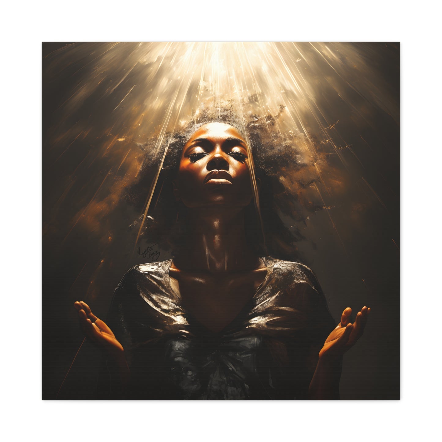 Give Me Strength Afrocentric Black Woman Inspirational Spiritual Art Canvas Wall Print