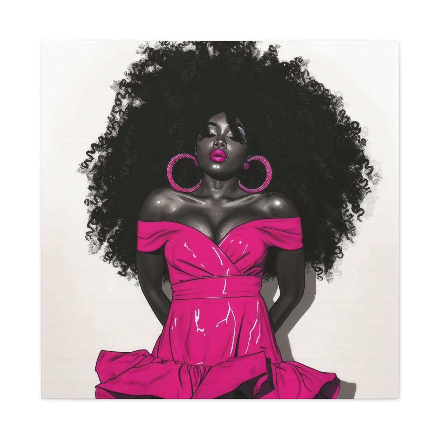 Pink Is My Color Black Woman Art Canvas Wall Print