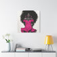 Pink Is My Color Black Woman Art Canvas Wall Print
