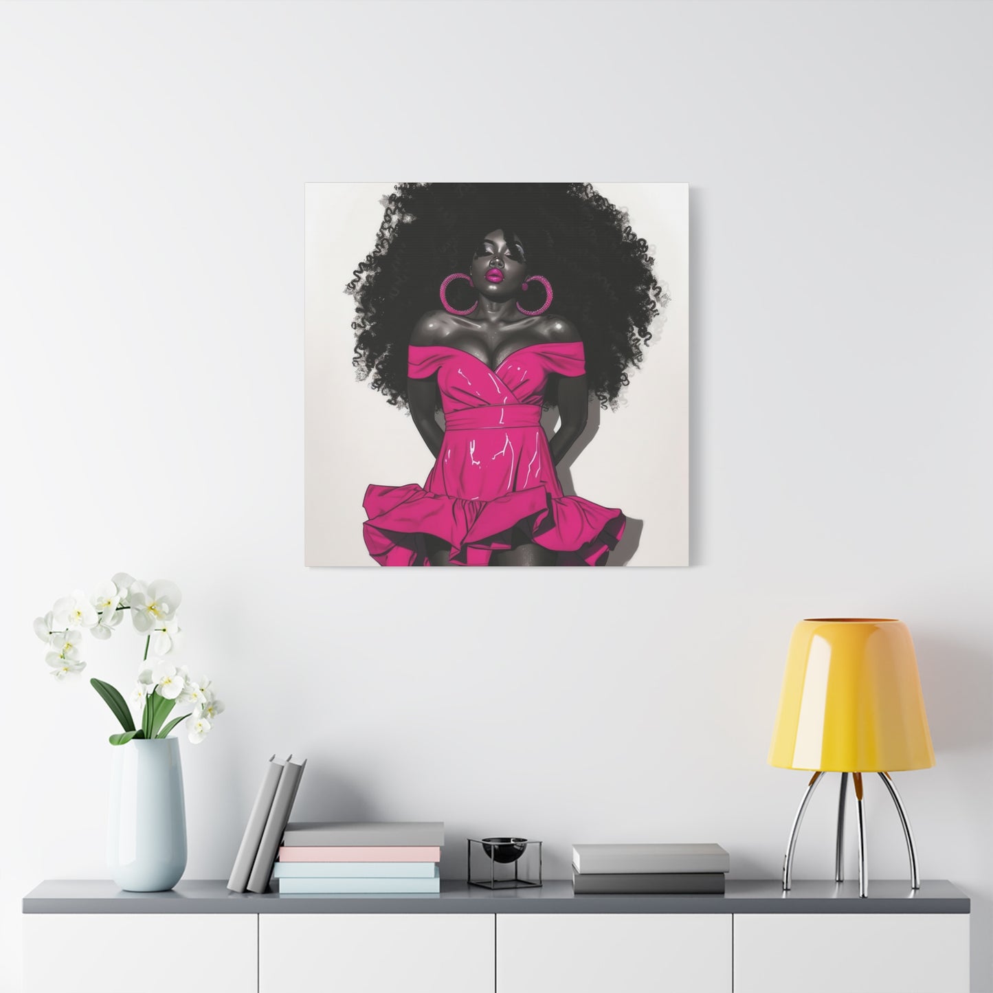 Pink Is My Color Black Woman Art Canvas Wall Print