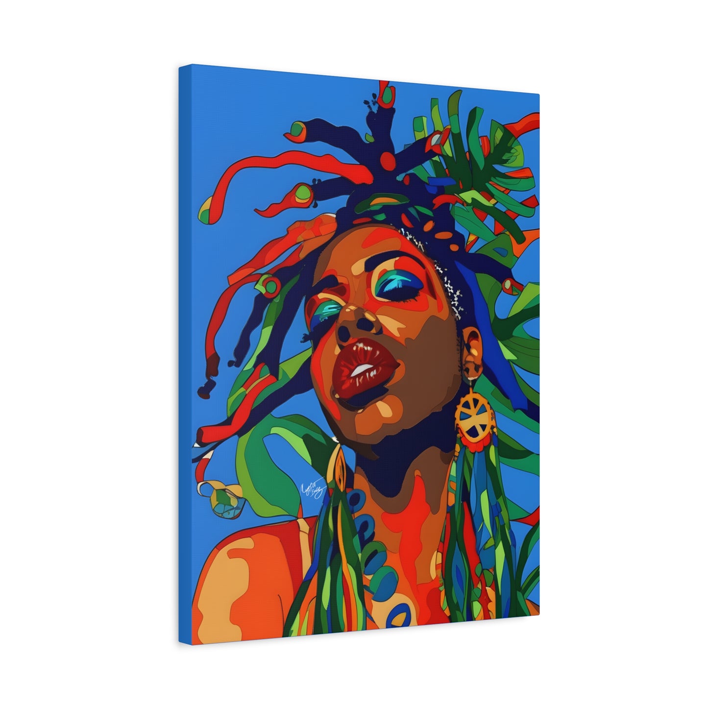 I'm Feeling It Afrocentric Black Woman Abstract Art Canvas Wall Print