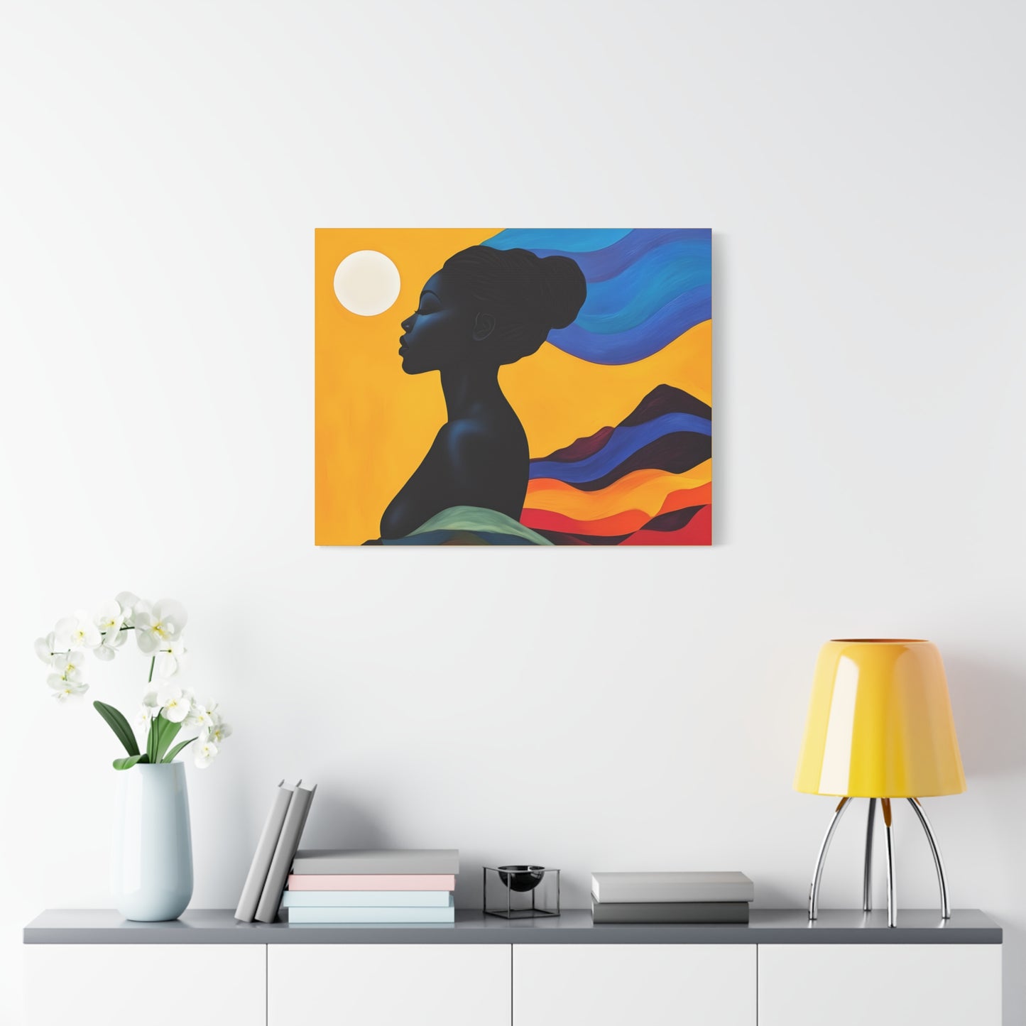 Serenity In Full Color Black Woman Art Canvas Wall Print