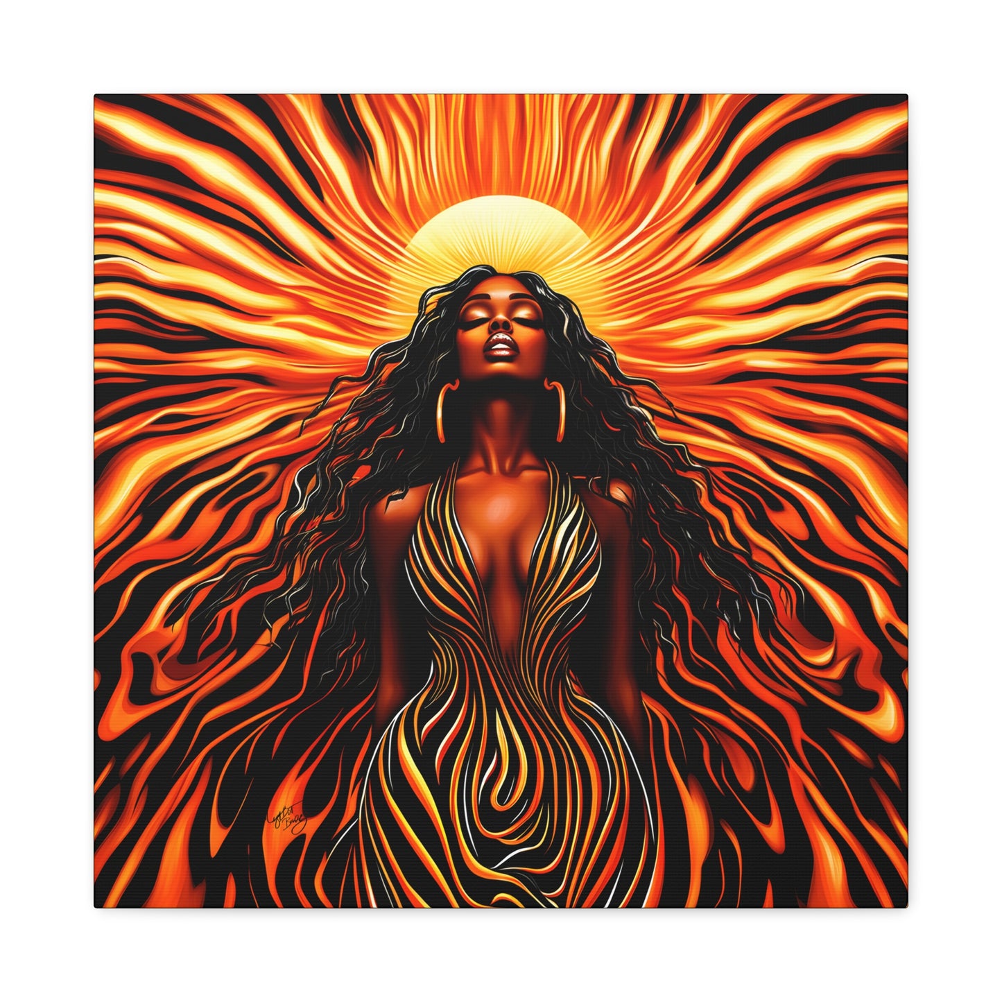 Sunkissed Afrocentric Black Woman Abstract Art Canvas Wall Print