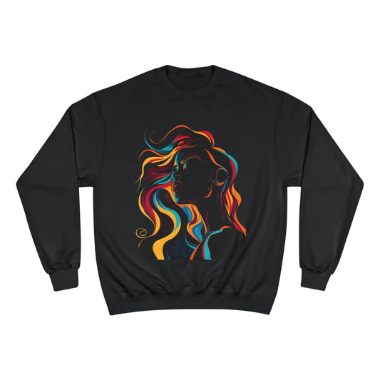 Go With The Flow Black Woman Graphic Art Champion Sweatshirt