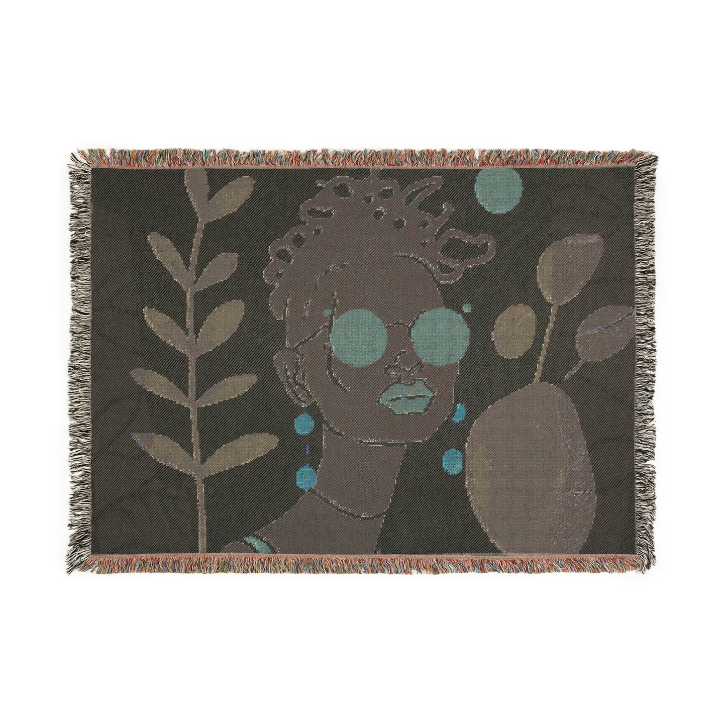 Abstract Chillin' Afrocentric Black Woman Abstract Art Woven Throw Blanket