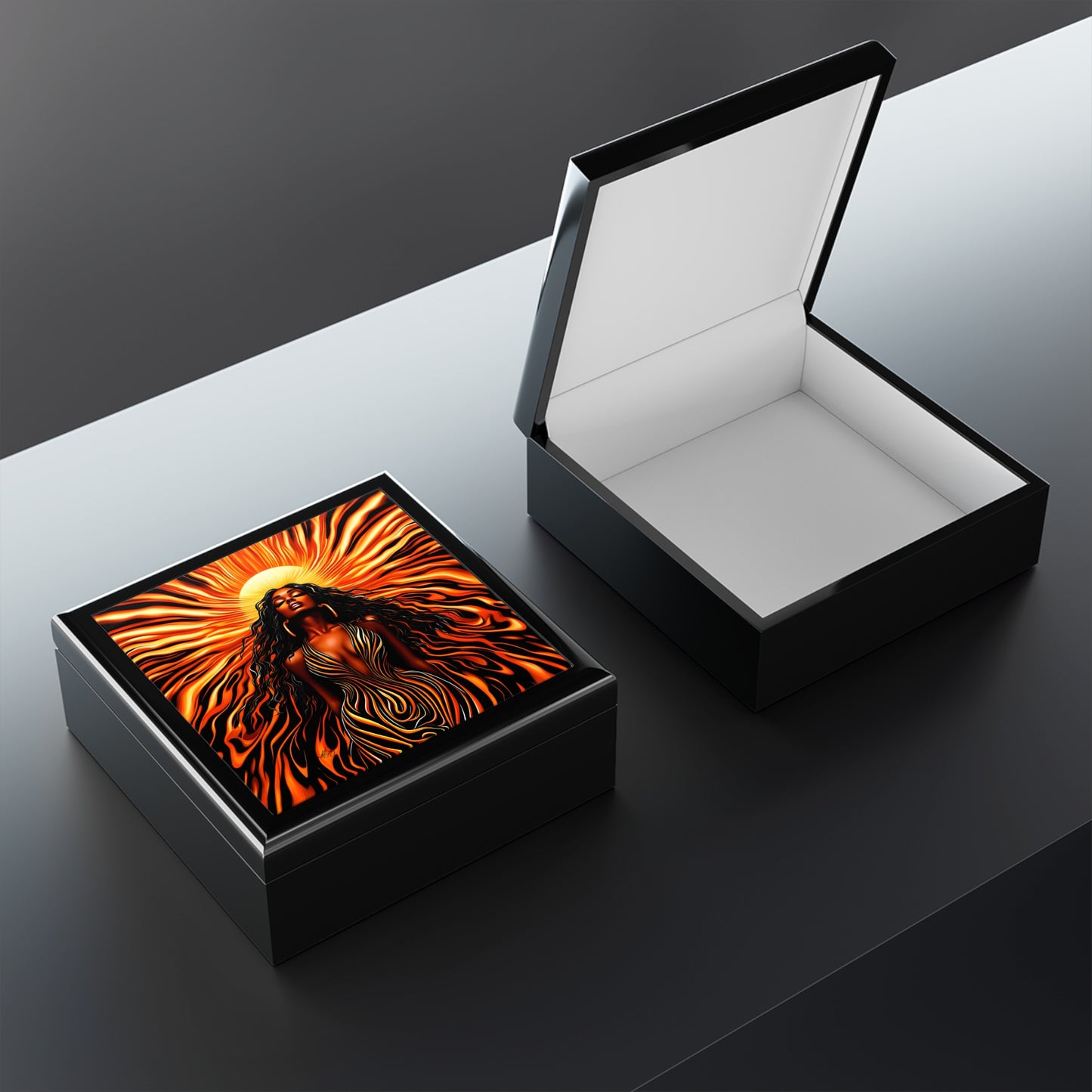 Sun Kissed Black Woman Afrocentric Art Themed Jewelry Box