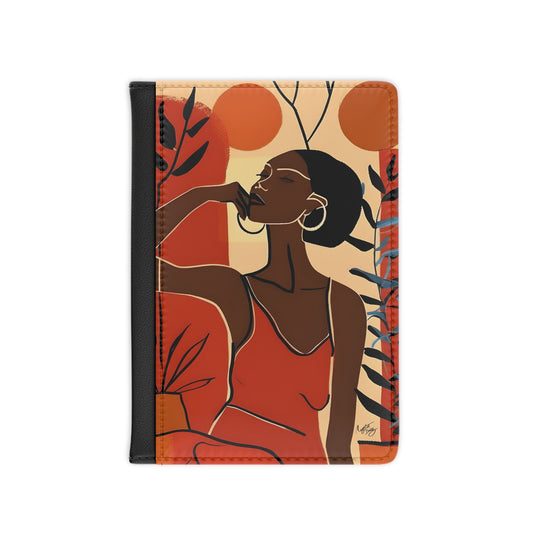 Evening At Home Vegan Leather Black Art RFID Blocking Passport Cover