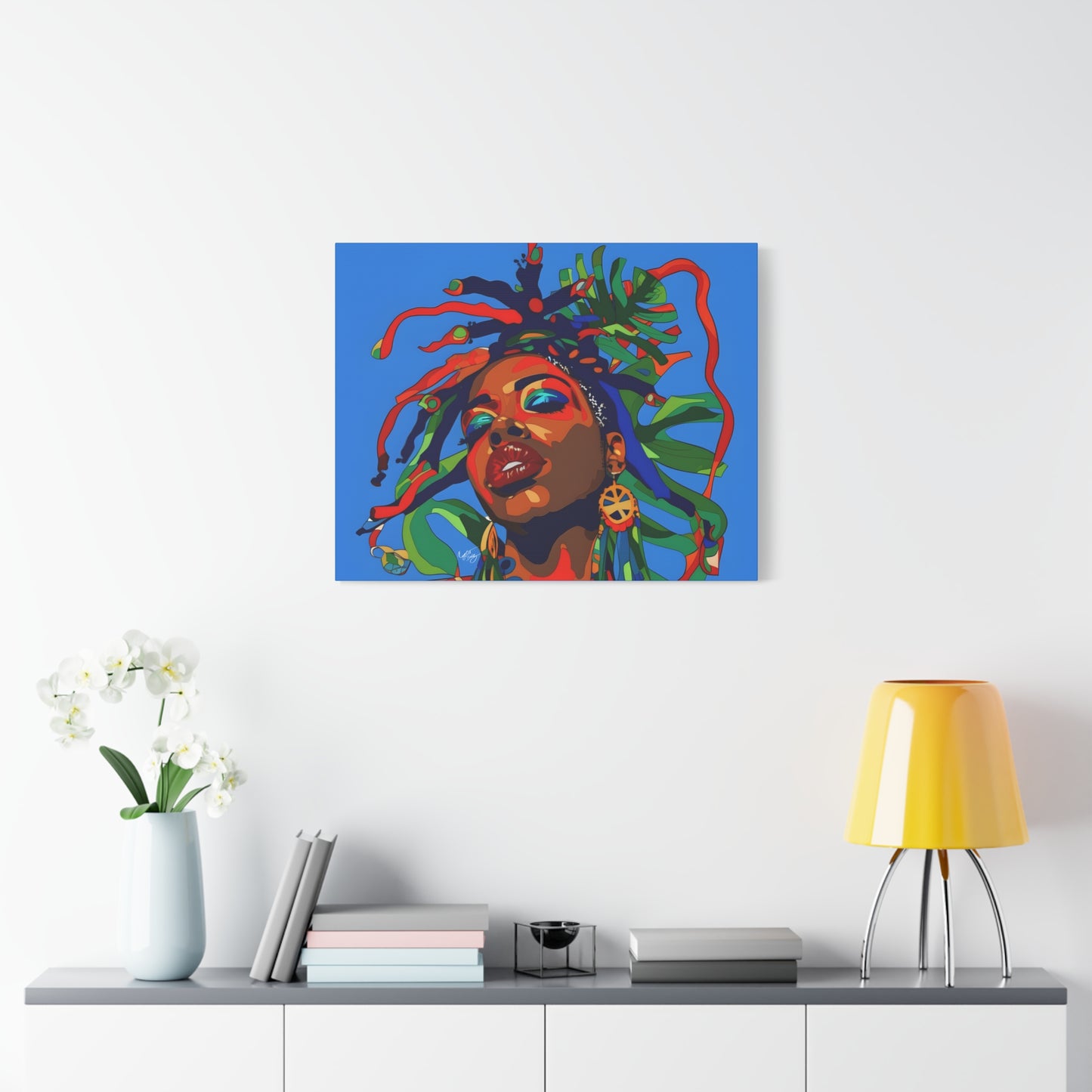 I'm Feeling It Afrocentric Black Woman Abstract Art Canvas Wall Print