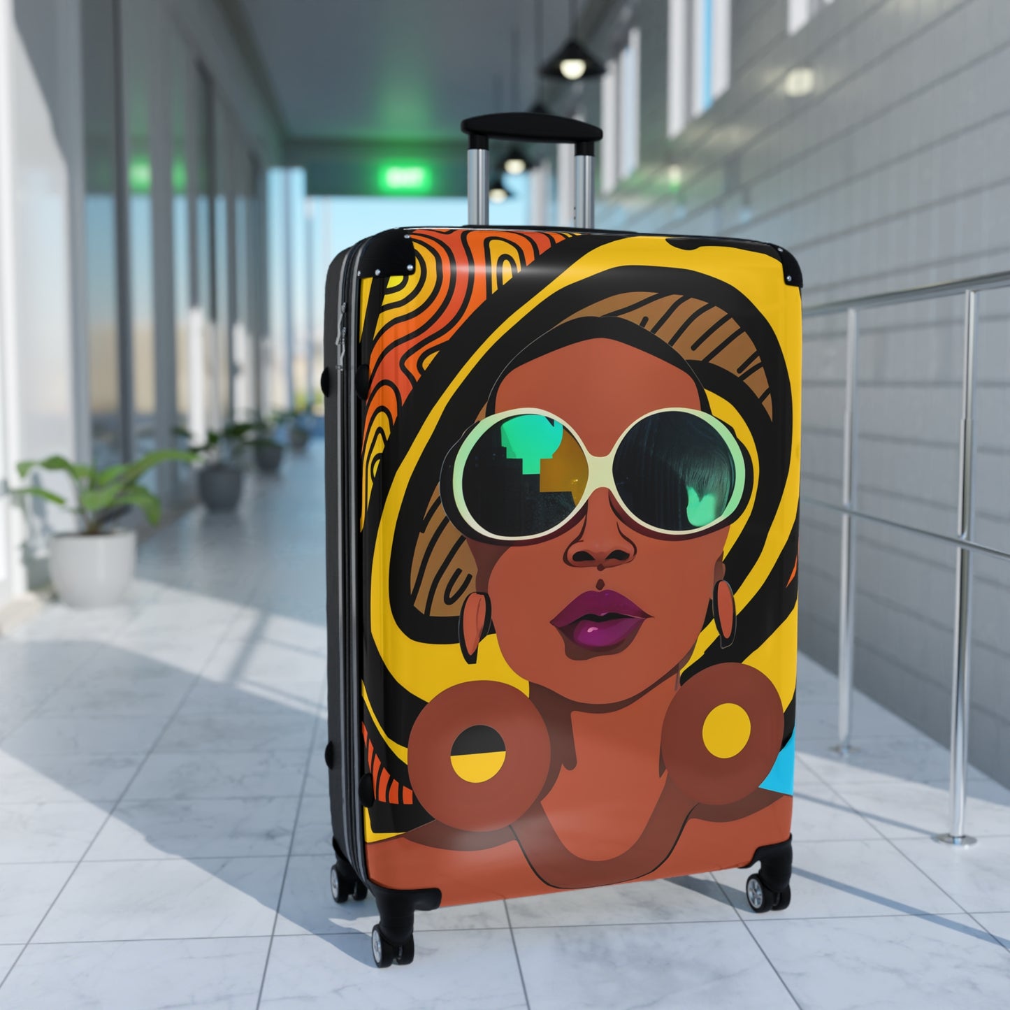 Vacation Vibes Black Woman Art Hardshell Hardside Lockable Spinner Suitcase