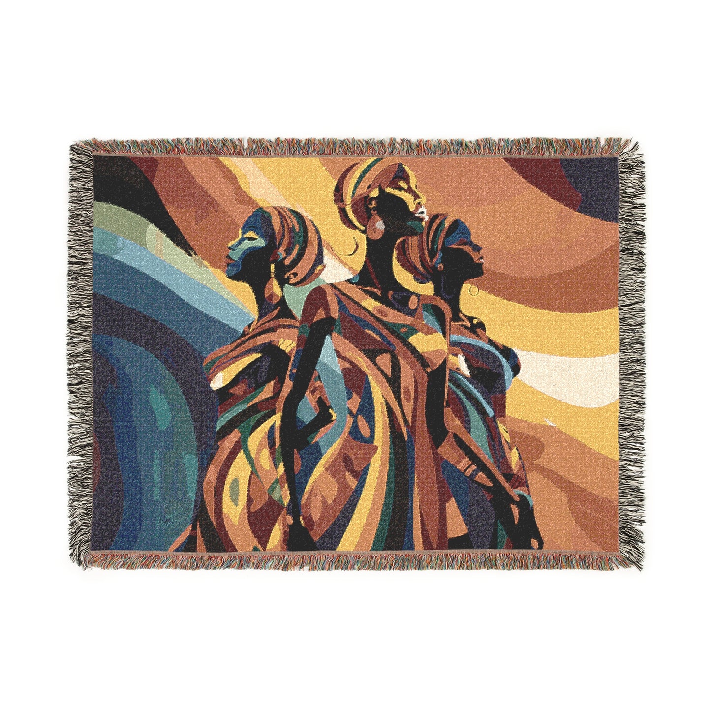 At Peace Abstract Black Woman Afrocentric Art Woven Throw Blanket - Xtreme Shopper