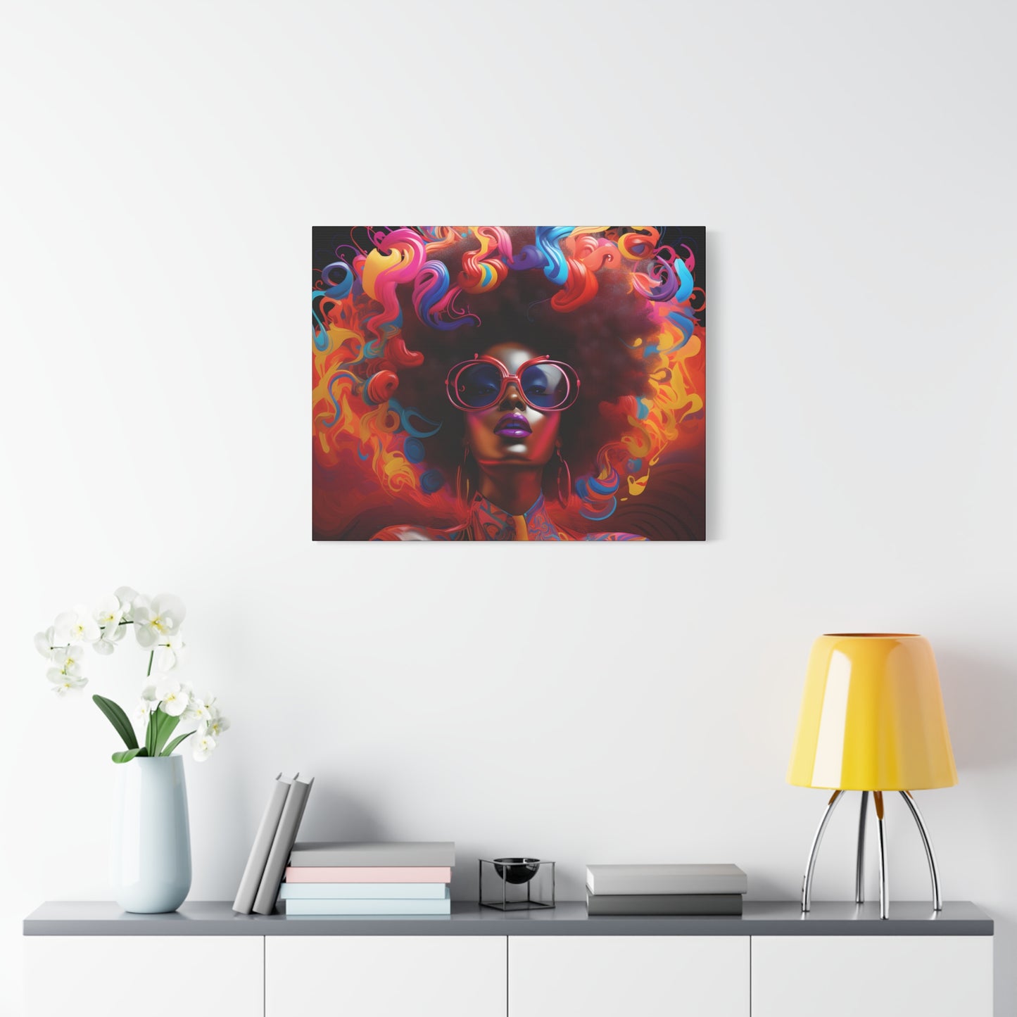 Groovy Summer Black Woman Psychedelic Themed Artwork Canvas Wall Print - Xtreme Shopper