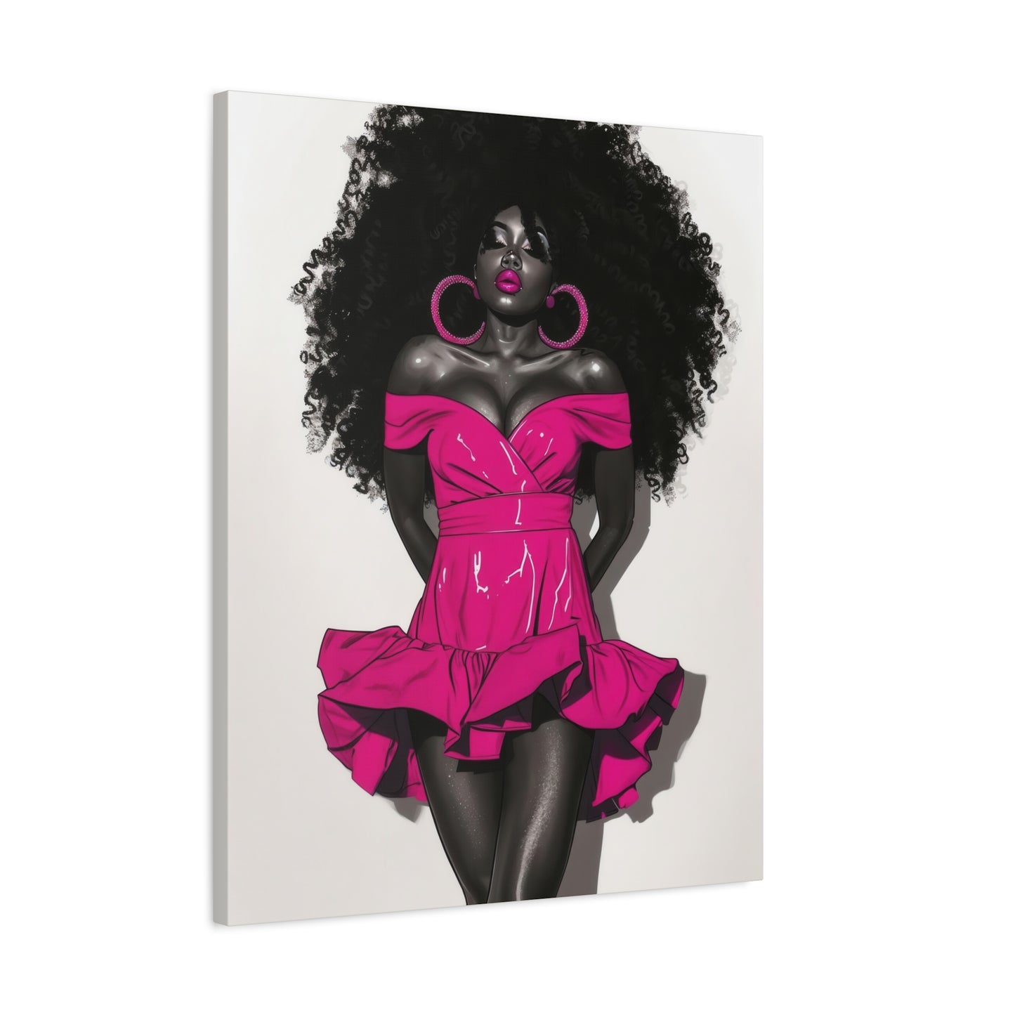 Pink Is My Color Black Woman Art Canvas Wall Print