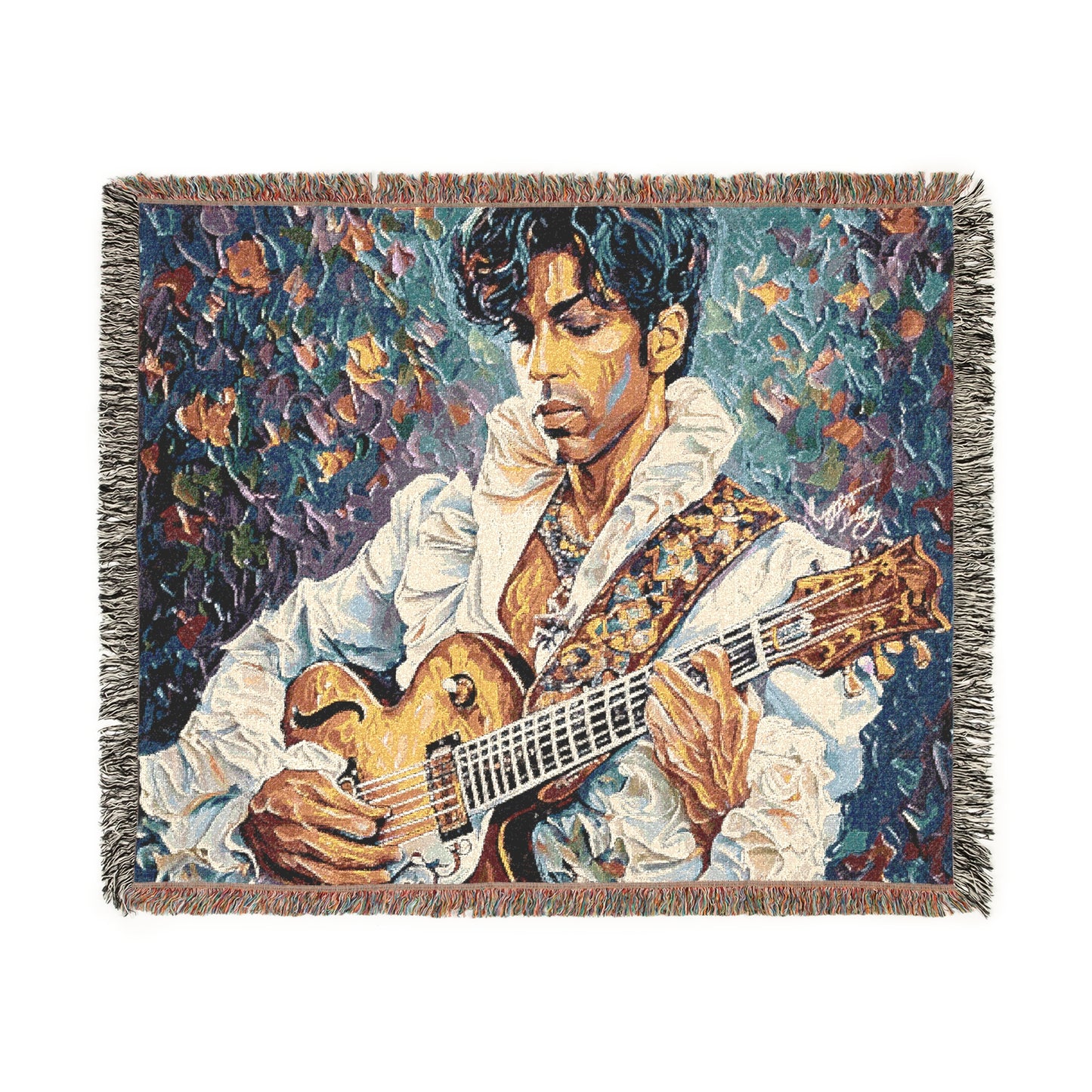 For The Love Of Prince Black Celebrity Art Woven Throw Blanket