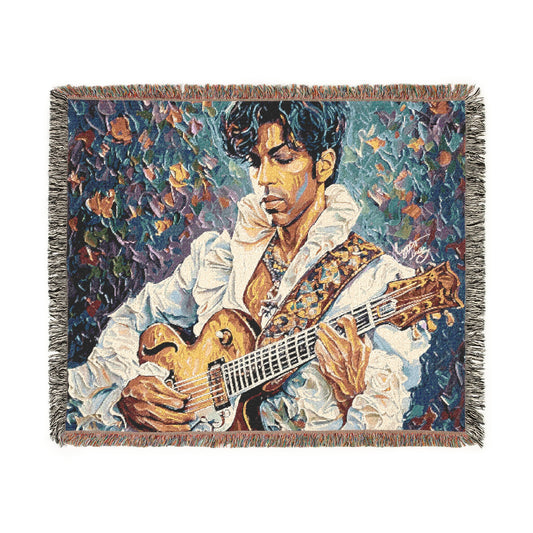 For The Love Of Prince Black Celebrity Art Woven Throw Blanket