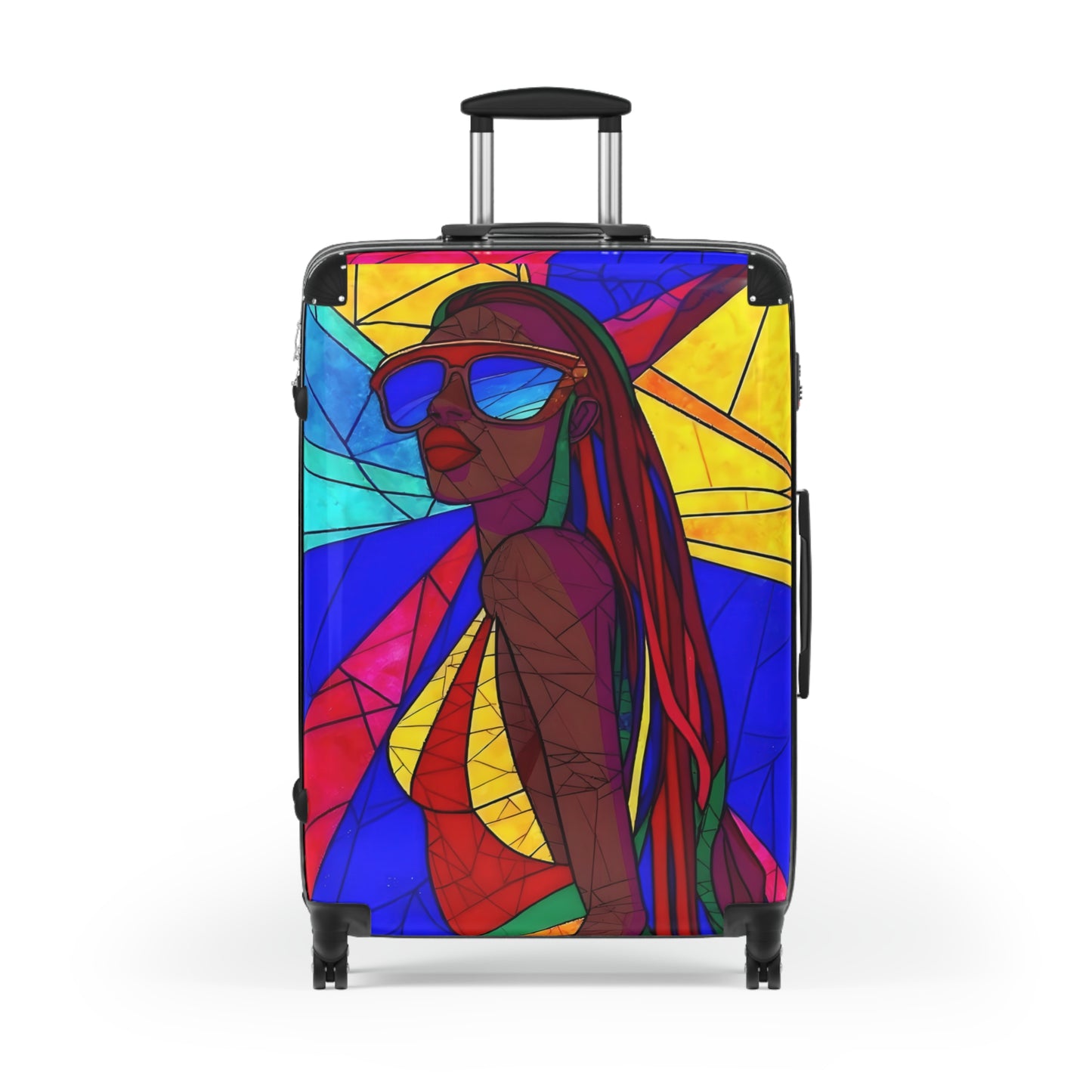Afro Fractal Vacay Black Art Hardshell Hardside Lockable Spinner Suitcase Luggage