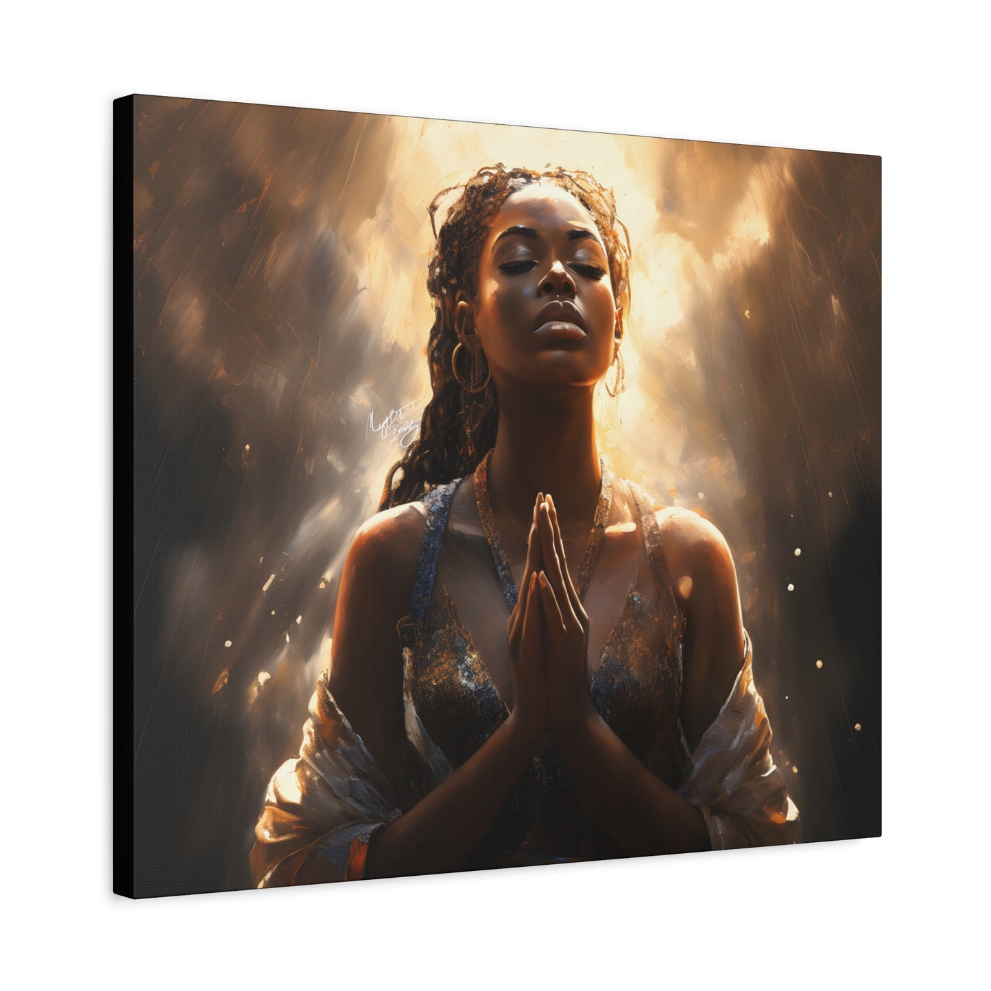 Please Listen To My Prayers Afrocentric Black Inspirational Spiritual Art Canvas Wall Print - Xtreme Shopper