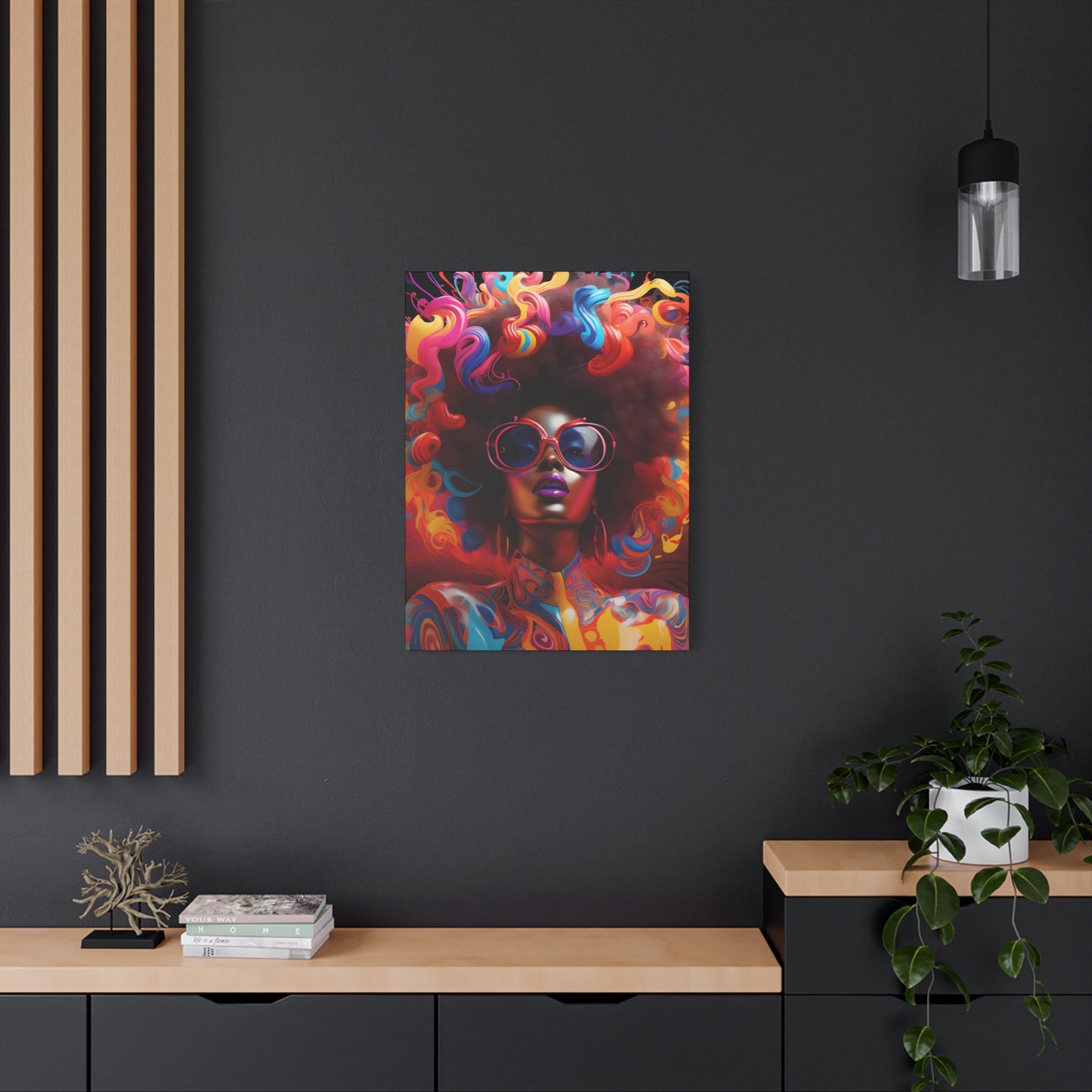 Groovy Summer Black Woman Psychedelic Themed Artwork Canvas Wall Print - Xtreme Shopper