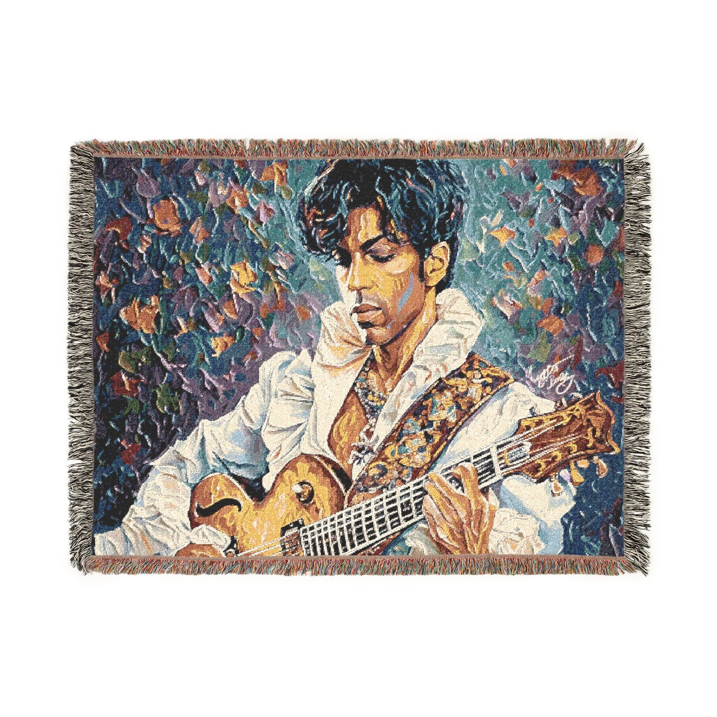 For The Love Of Prince Black Celebrity Art Woven Throw Blanket