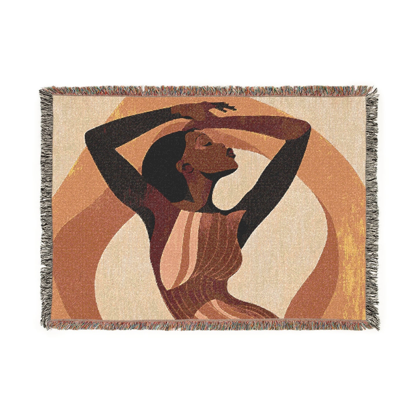 Retro Feelings Black Woman Art Woven Throw Blanket