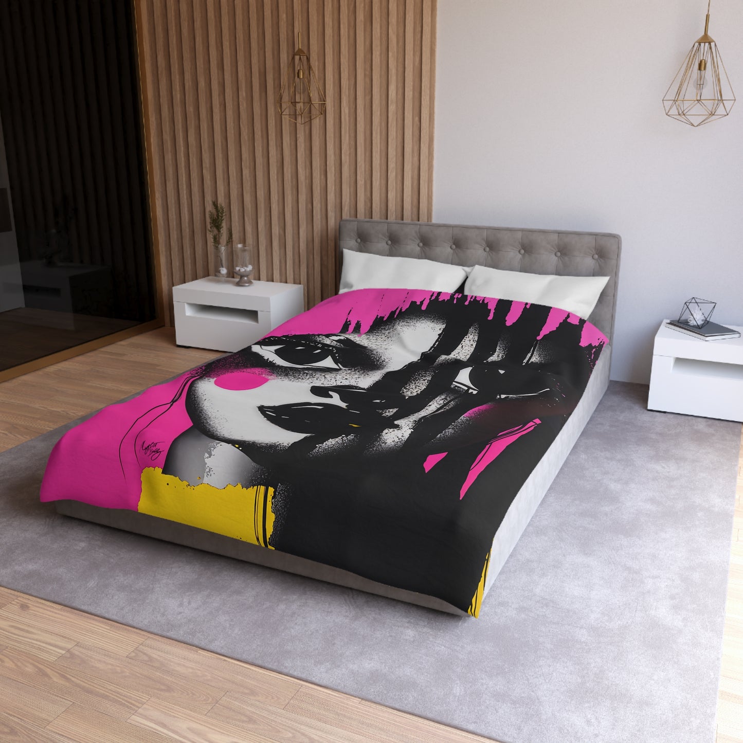 Oversized Thoughts Abstract Black Art Microfiber Duvet Cover