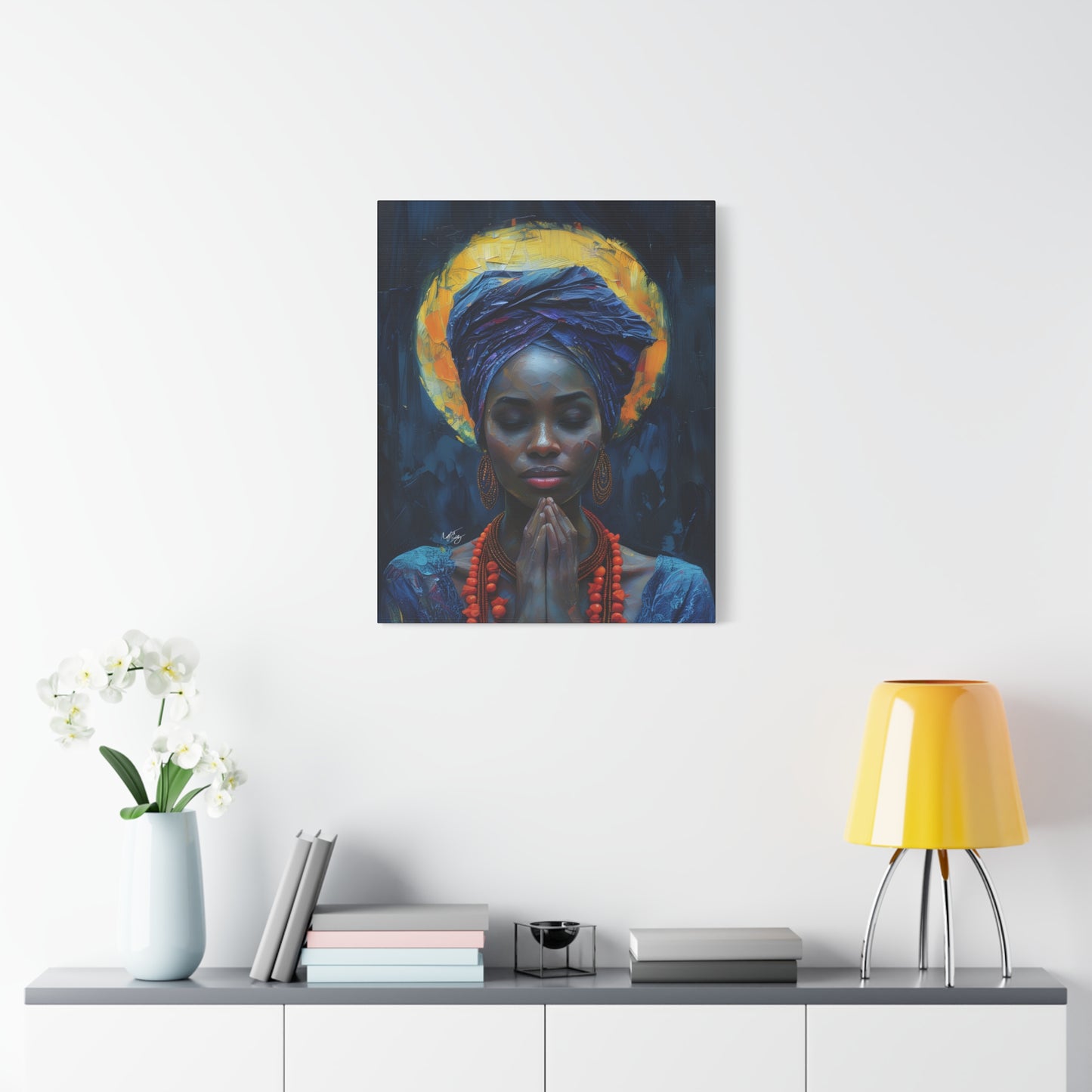 Sunset Relaxation Afrocentric Black Woman Spiritual Art Canvas Wall Print