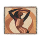 Retro Feelings Black Woman Art Woven Throw Blanket
