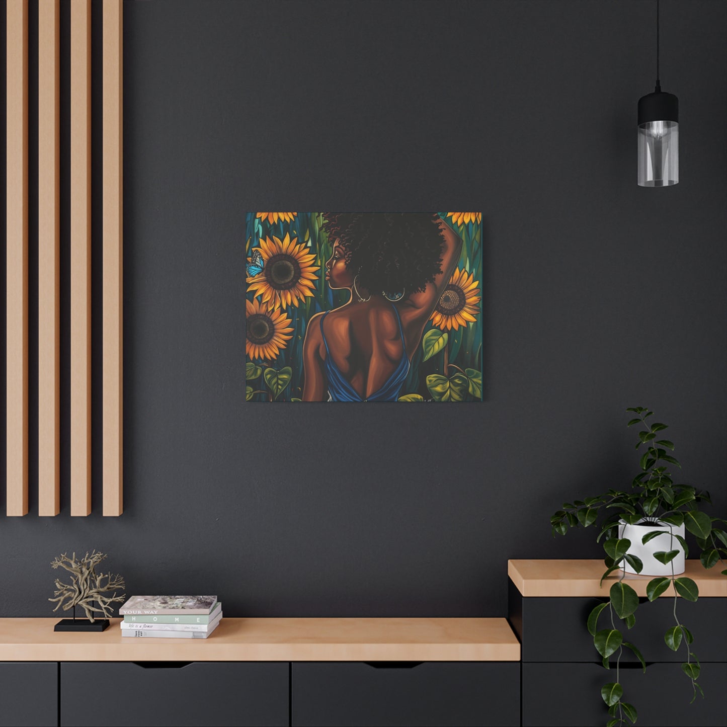 In The Garden Afrocentric Black Woman Art Canvas Wall Print