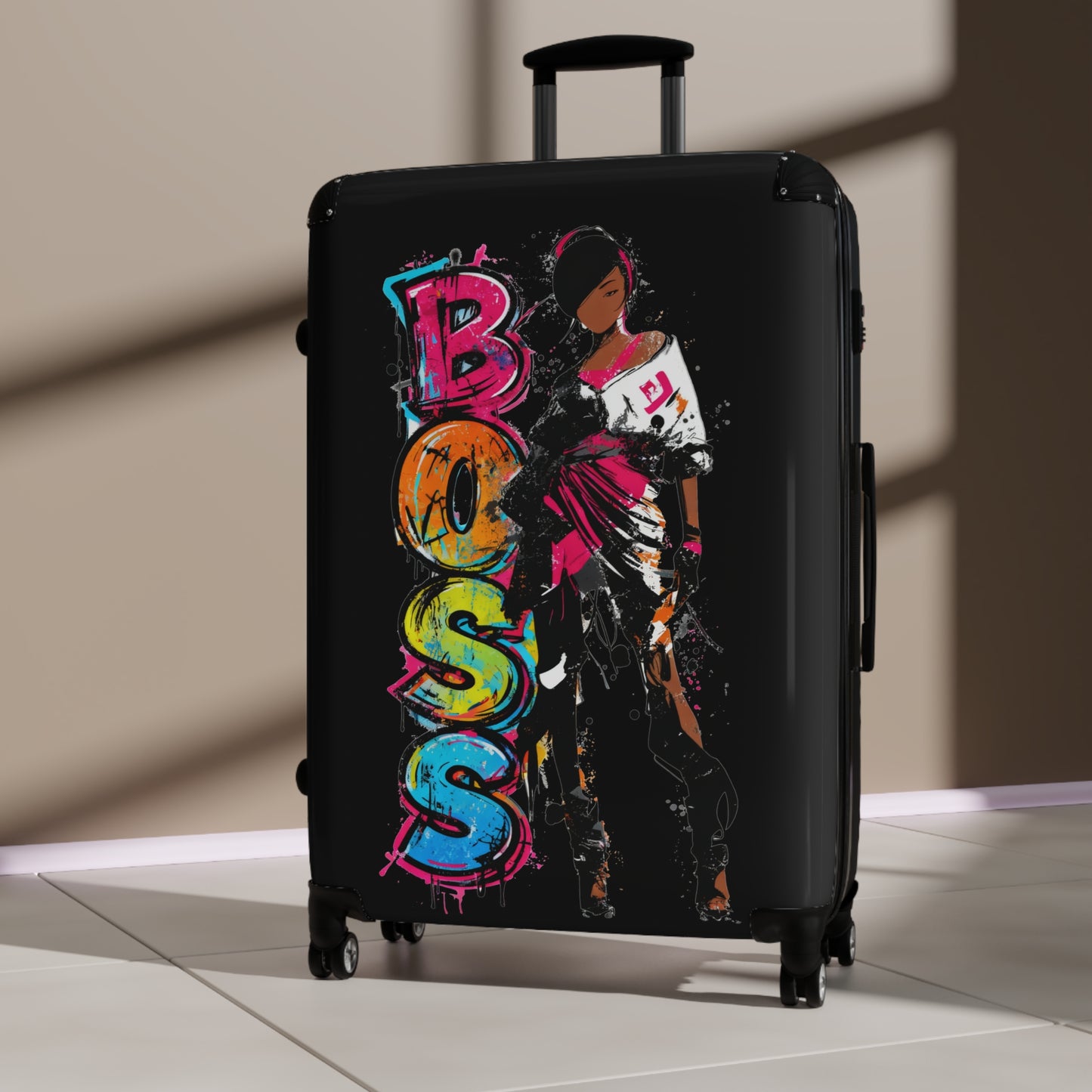 Boss Chick Black Woman Art Hardshell Hardside Lockable Spinner Suitcase Luggage