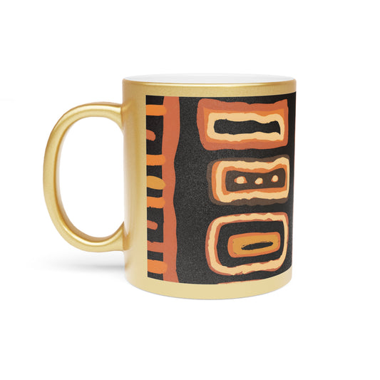 Afrocentric Abstract Print Gold Metallic Coffee Mug
