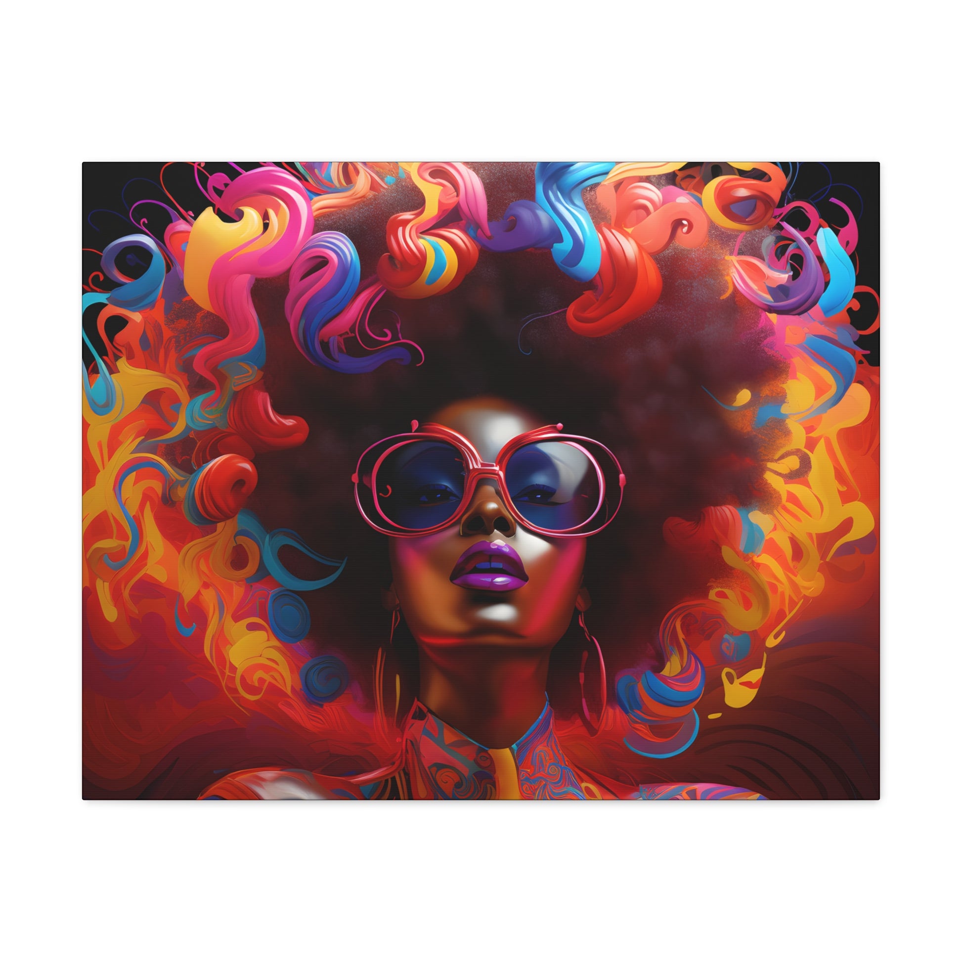 Groovy Summer Black Woman Psychedelic Themed Artwork Canvas Wall Print - Xtreme Shopper