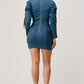 Trendy Denim Ruched Corset Mini Dress