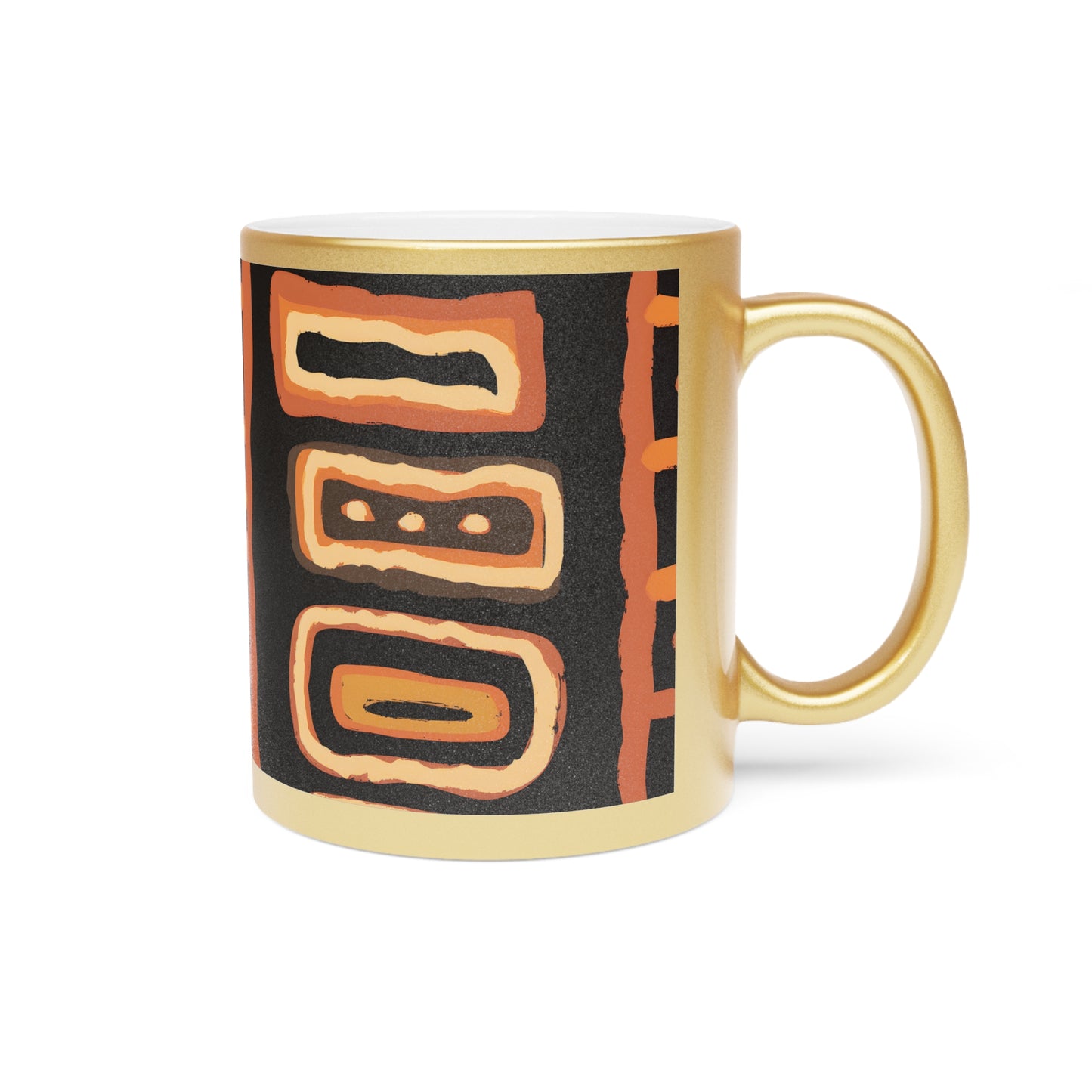 Afrocentric Abstract Print Gold Metallic Coffee Mug