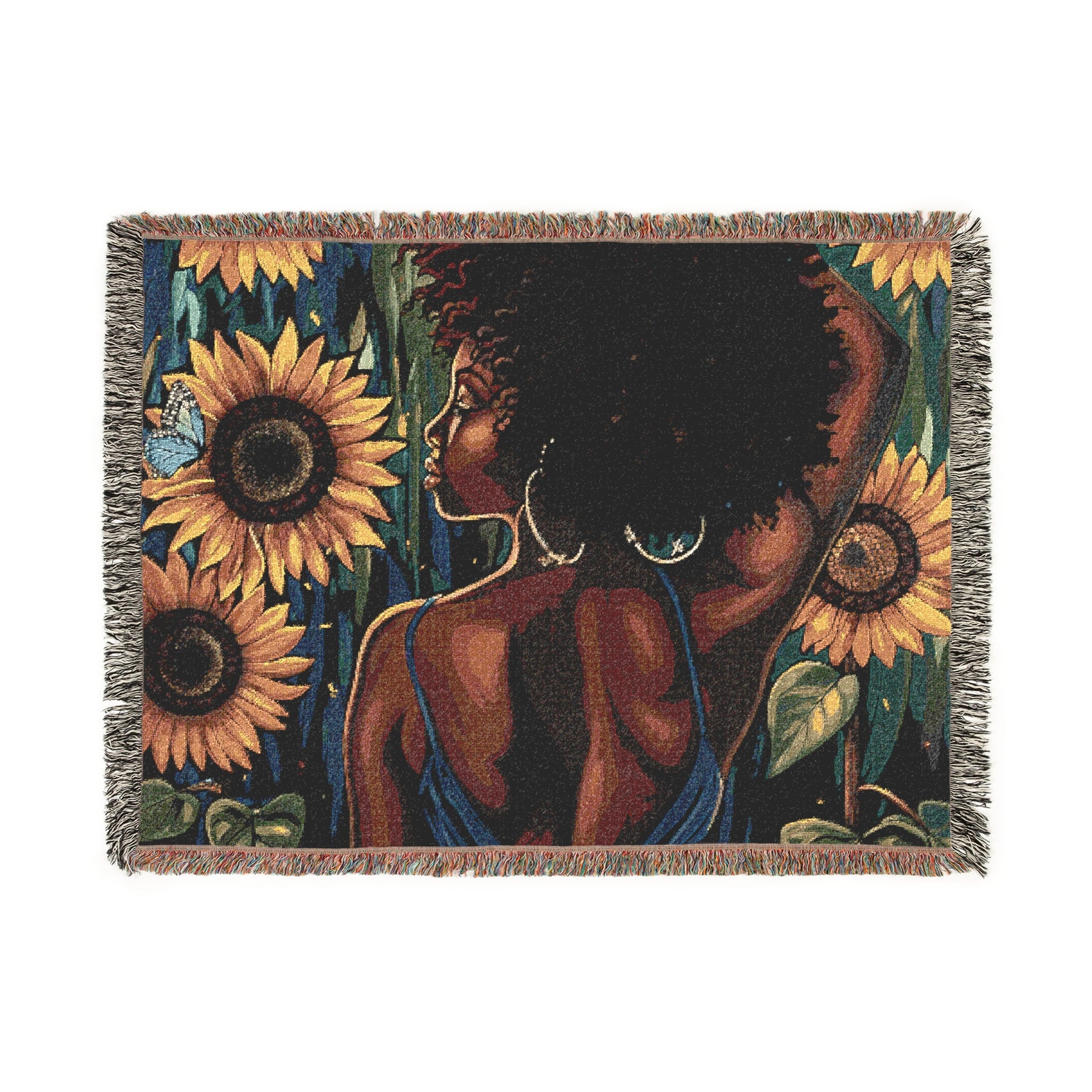 In The Garden Abstract Black Woman Afrocentric Art Woven Throw Blanket - Xtreme Shopper