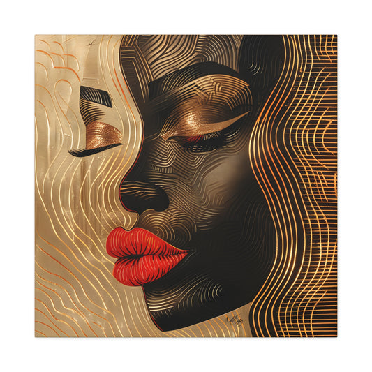 Enswirled Afrocentric Black Woman Abstract Art Canvas Wall Print