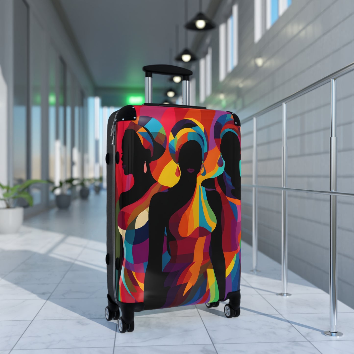 Girlfriends In Abstract Black Woman Art Hardshell Hardside Lockable Spinner Suitcase