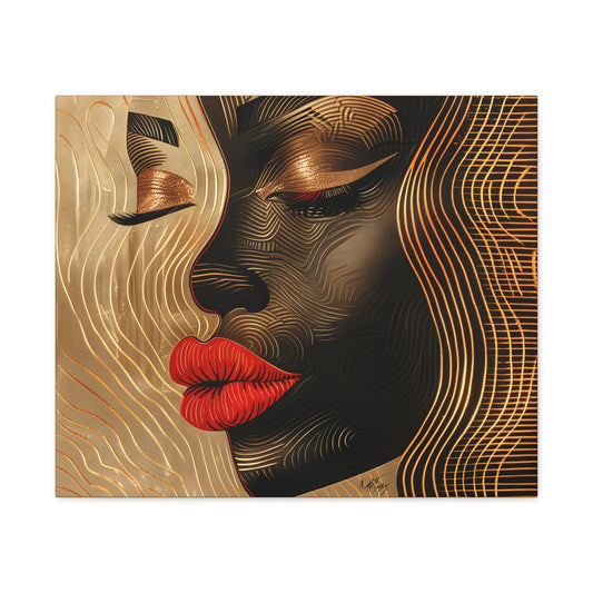 Enswirled Afrocentric Black Woman Abstract Art Canvas Wall Print