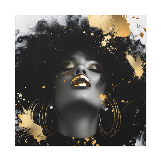 Gold Is My Passion Afrocentric Black Woman Abstract Art Canvas Wall Print