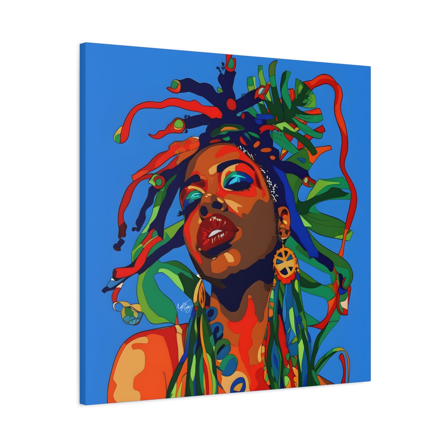 I'm Feeling It Afrocentric Black Woman Abstract Art Canvas Wall Print