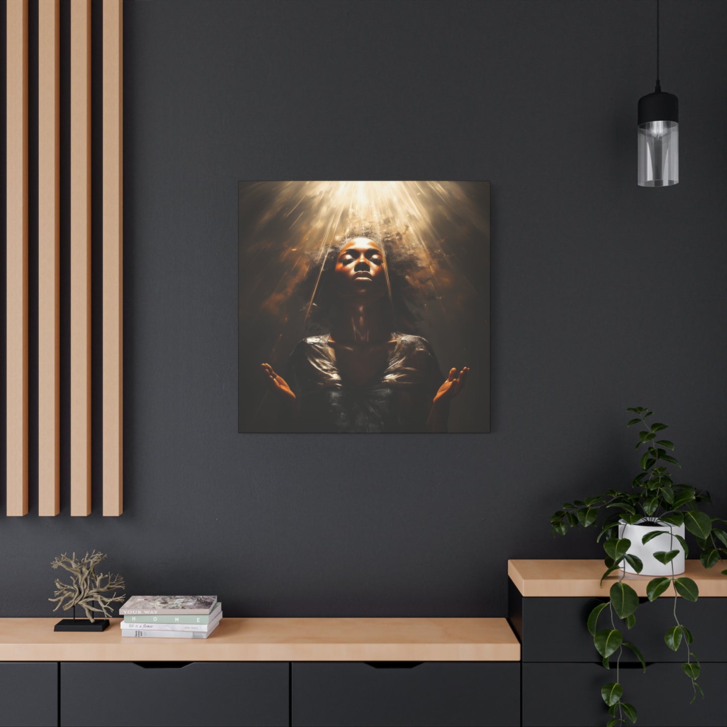 Give Me Strength Afrocentric Black Woman Inspirational Spiritual Art Canvas Wall Print