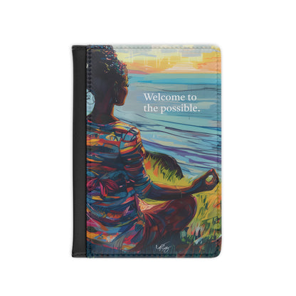 Welcome To The Possible Vegan Leather Black Art RFID Blocking Passport Cover