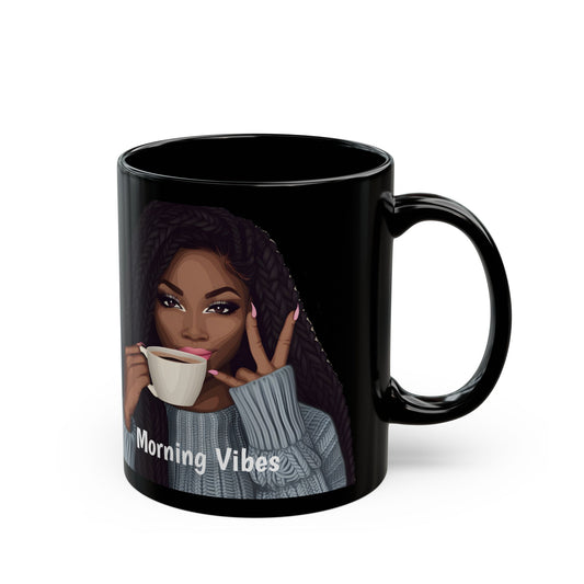 Morning Vibes Afrocentric Black Woman Art Coffee Mug