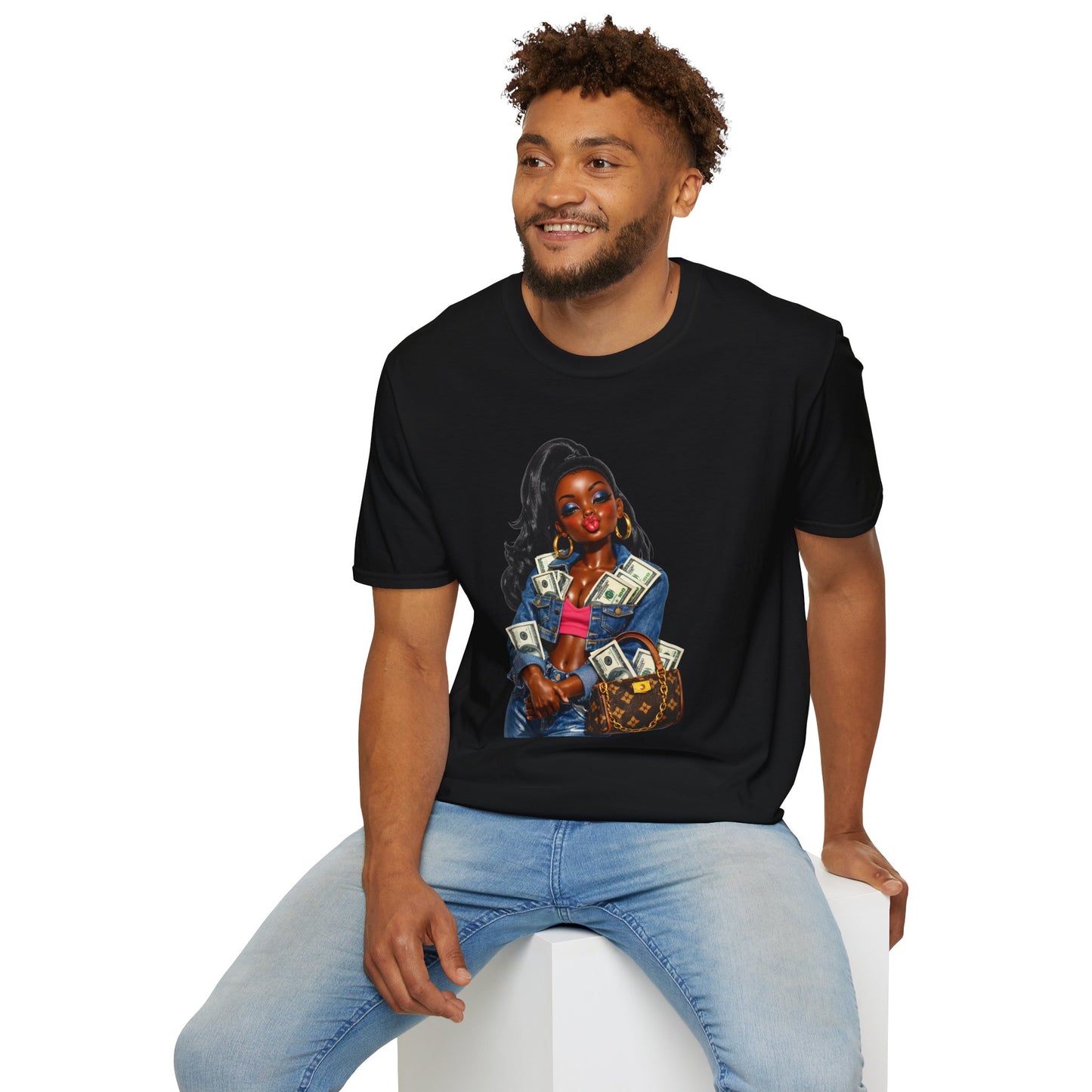 Call Me Big Money Black Doll Meme Retro 90s Attitude Portrait Novelty Unisex T-Shirt
